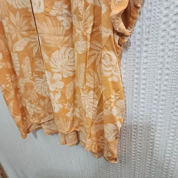 Sonoma Tropical Floral Button Front Blouse Orange Cream Plus Size 3X Rayon - Picture 9 of 12